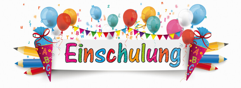 German text Einschulung, translate School Enrollment. Eps 10 vector file.
